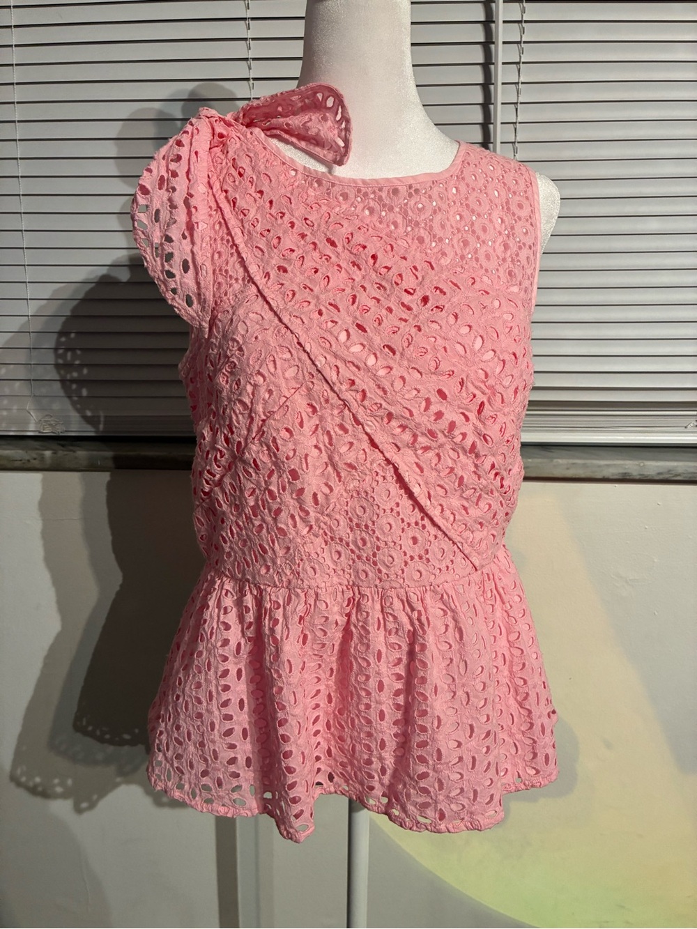 Lilly Pulitzer Pink Eyelet One-Shoulder Peplum Top
